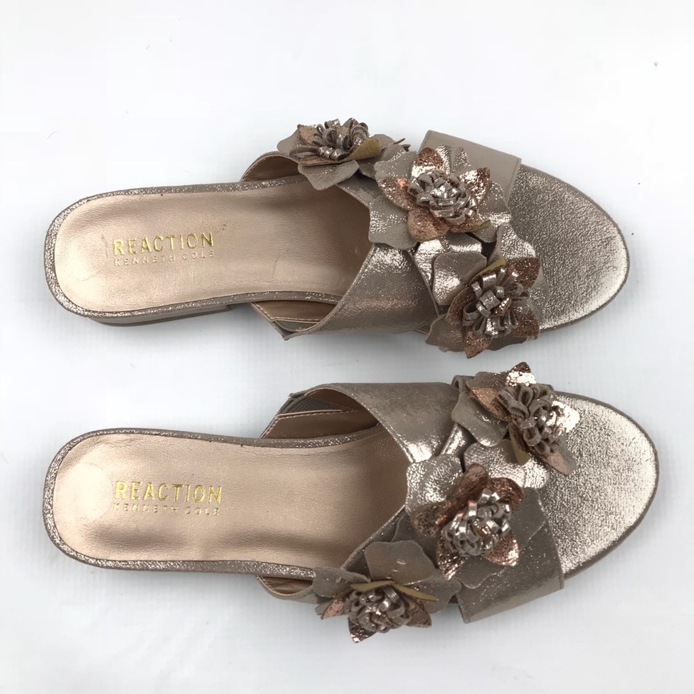 NEW Kenneth Cole Metallic Pink Vala Sandals Slides - Picture 2 of 7